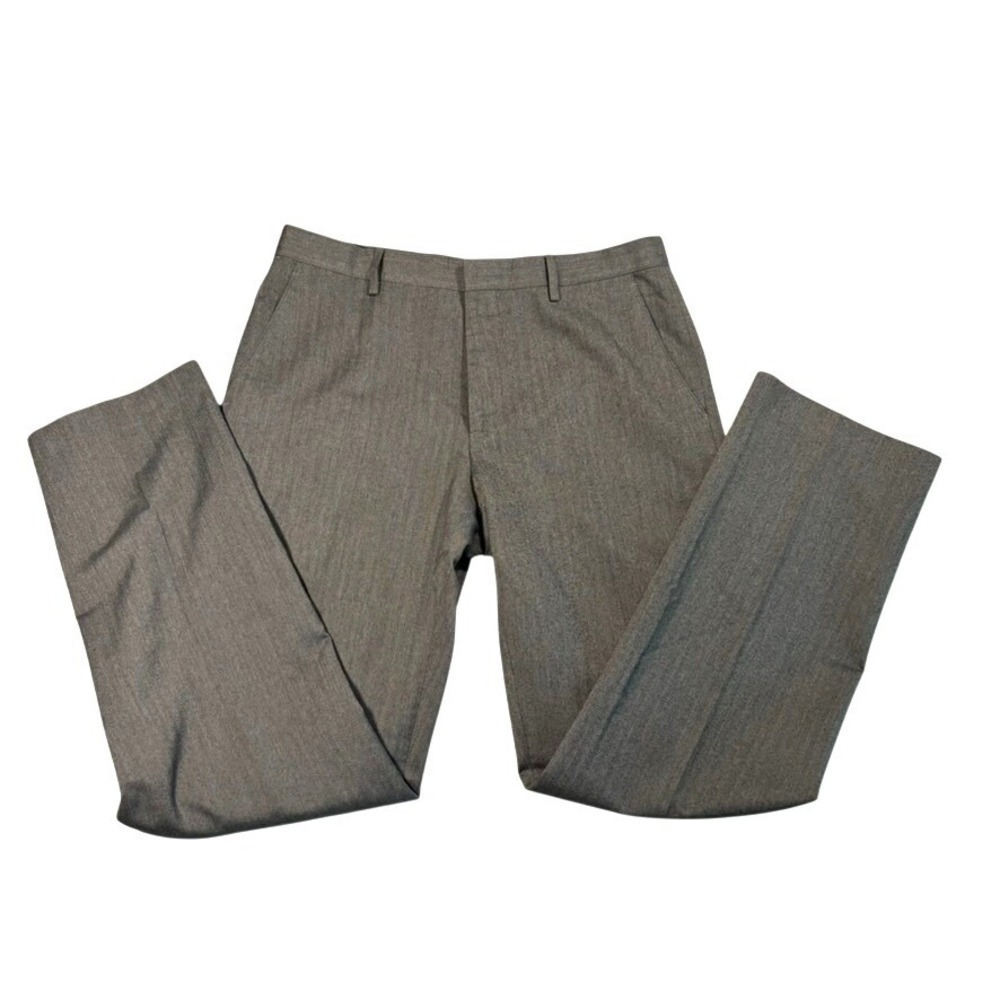 Banana Republic Mens 33x32 Dress Pants Grey Herringbone Tailored‎ Fit Flat Front - Picture 2 of 11